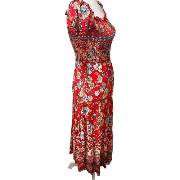 De' Sepreso Bohemian Off The Shoulder Floral Boho Vacation Dress Red Small NWT - Picture 15 of 15